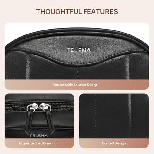 Telena Medium Makeup Bag, Travel Make Up Bag for Women, Vegan Leather Cosmetic Bag for Travel Essentials - Thumbnail 6