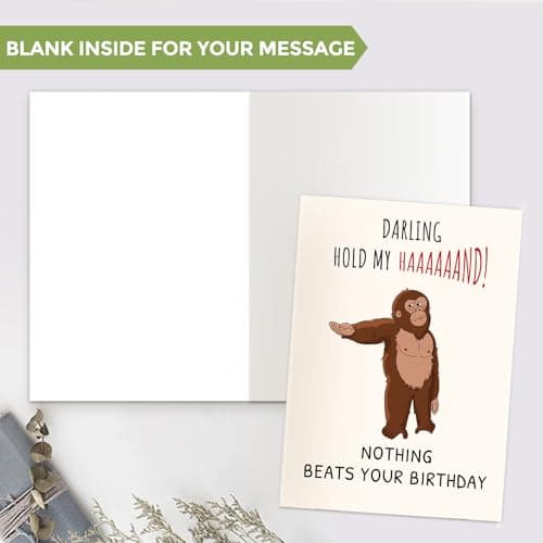KKJAYO Hilarious Monkey Birthday Card – Nothing Beats Your Birthday Orangutan Funny Birthday Card for Men Women Husband Wife Boyfriend Girlfriend, Novelty Birthday Gift for Him Her - Thumbnail 5