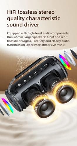 Kiyomo Portable Bluetooth Speaker: IPX5 Waterproof, 20H Playtime, TWS Pairing for Men, Women, Teens, Home & Outdoor - Thumbnail 4