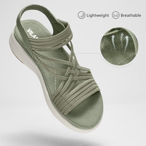 Vilanva Women's Comfortable Walking Sandals (Green Size 7) - Thumbnail 4