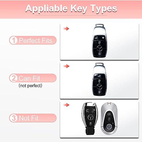 Pangpai Pink Key Fob Cover for Mercedes Benz, Soft TPU Key Case Protection with Bling Keychain Fit for A-Class C-Class G-Class 2017-2020 E-Class S-Class - Thumbnail 2