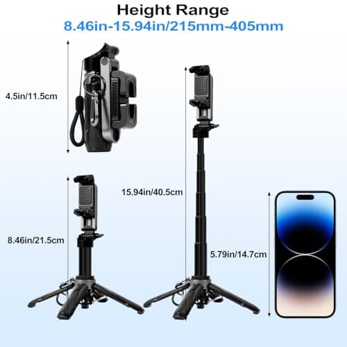 3-in-1 Mini Tripod, Selfie Stick for iPhone, Tripod for iPhone with Remote Control, Lightweight Travel Tripods for Selfie Video Recording, Compatible with 4-7 Inch iOS/Android Phones - Thumbnail 3