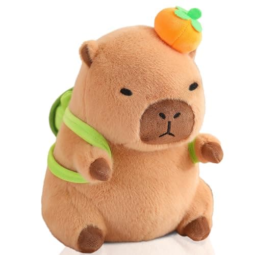 NXNYNZ Cute Capybara Plush Kawaii Soft Capybara Plush Doll Pillow with Bread Capybara Stuffed Aniamls Toys for Girls Children Adults Birthdays Valentines Gift (Capybara Plush with Turtle Backpack)
