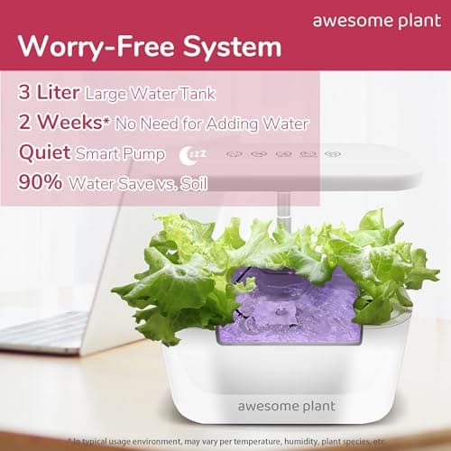 Awesome Plant 6Pro Hydroponics Growing System Kit (6 Pods), Indoor Garden Kit with 3L Watertank, 3 Grow Modes and Quiet Pump, Grow Herbs Lettuce Salad at Home Kit, Adjustable Height Up to 13", White - Thumbnail 6