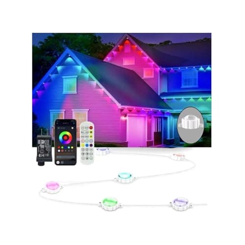 AurNyvaMay Permanent Outdoor Lights,Smart Outdoor Christmas Lights 24V with IC+RGB 20 LED, IP67 Waterproof Eaves Lighting with 213 Modes for Holiday,Party, Daily, APP/Remote Control