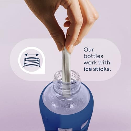 purifyou 40oz / 32oz / 22oz / 12oz Borosilicate Glass Water Bottle with Time & Volume Markers, Silicone Sleeve, Stainless Steel Lid | Reusable Glass Bottle for Water & Juice (22oz Chinese Porcelain) - Thumbnail 5