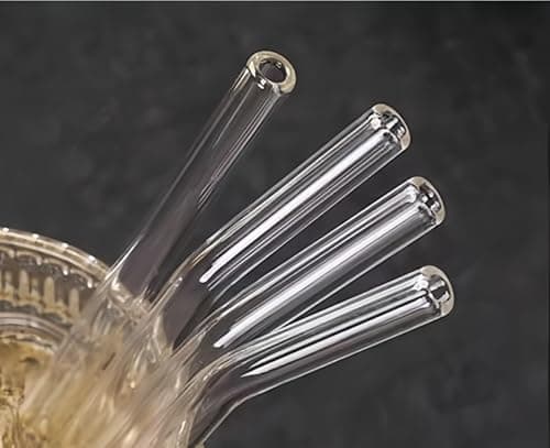 10 reusable high borosilicate glass straws and brushes, size 7 inches x 8 millimeters, including 4 straight pipes, 4 elbows, and 2 cleaning brushes, for juice, coffee, and cocktails - Thumbnail 6