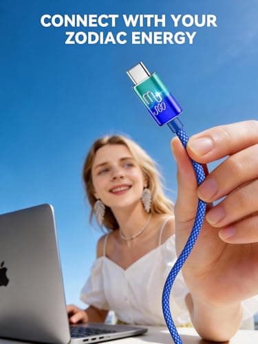 Find Your Sign Collection, Unique Astrology Gift for Women, Collectible Zodiac Lifestyle Accessory, Made to Match Your Sign, Inspired by Scorpio Energy, USB C Cable for Zodiac Lovers, Scorpio, 3.3FT - Thumbnail 2