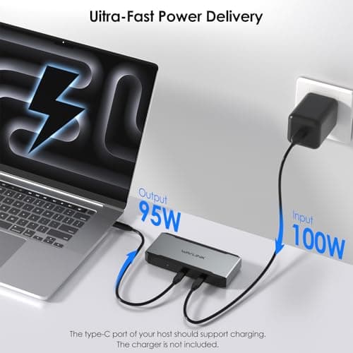USB C Docking Station Dual HDMI, WAVLINK 4 Monitor Docking Station with Dual DP, Dual HDMI, 100W PD in, 5G Ethernet Port for Dell/HP/Lenovo etc, Windows Systerm Computer Only - Host USB3.2 Required - Thumbnail 5