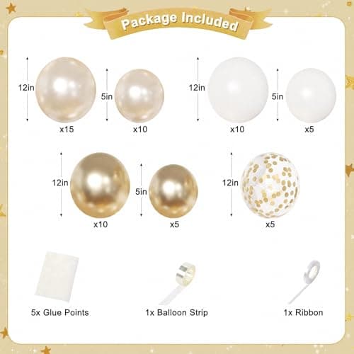 White and Gold Birthday Decorations for Women Girls, Pearl White Gold Foil Confetti Balloons Happy birthday Banner Gold Butterfly Fringe Curtains for Birthday Party Baptism Communion Decorations - Thumbnail 2