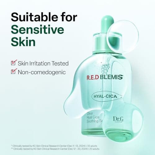 Dr. G R.E.D. Blemish Clear Hyal-Cica Soothing Serum - Korean Skincare - Long-Lasting, Hydrating Serum for All Skin Types - Cools Skin Temperature - Hyaluronic Acid & Centella Asiatica - 1.69 fl oz - Thumbnail 3