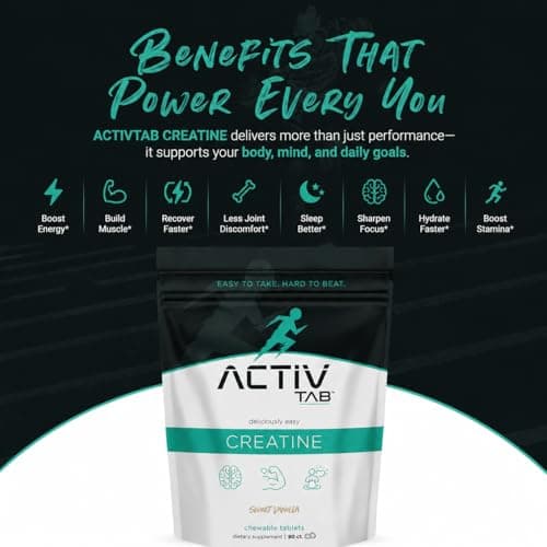 ActivTab Creatine Chewable Tablets | Sweet Vanilla Flavor | 5g Creatine Monohydrate per Serving | Fast-Absorbing Muscle Builder | Brain & Strength Support | No Sugar | 150 Tablets | Easy to Take - Thumbnail 4