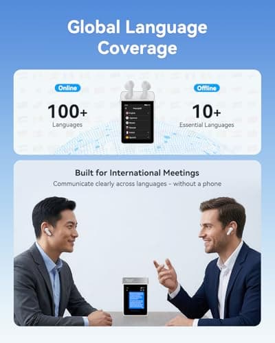 Wooask A9S AI Translator Earbuds with Screen, Offline Language Translator with Camera Translation, ChatGPT-Powered, No Phone Required, for Global Business Travel & Digital Nomads (White) - Thumbnail 3