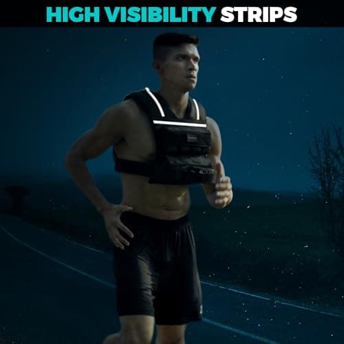 35lb/45lb Weighted Vest Men , Adjustable Rucking Vests for Walking with Reflective Stripe, 1.2" Ultra Thick Shoulder Padding Strength Training Workout Vest for Running GYM Home, Detachable Iron Weights - Thumbnail 5