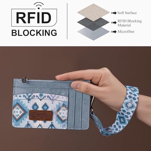 Montana West X Wrangler Aztec Wallet Card Holder Small Wallets Woman Slim Wristlet Keychain Wallet, Card Cases & Money Organizers Ladies Female with Coin Purse - Thumbnail 2