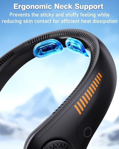 Portable Neck Fan - Rechargeable Personal Fan with Neck Support, 5-Speed Quiet Lightweight Long Lasting Neck Fan, Battery Operated Full Surround Cooling for Travel, Valentines Day Gifts for Him Her - Thumbnail 2