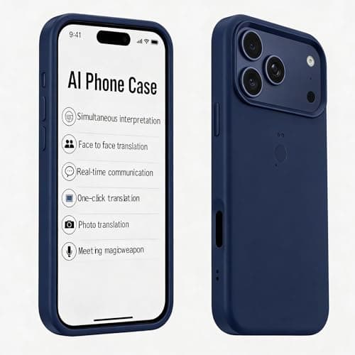 Voice Recorder for iPhone 17 Pro Max Phone Case , AI Meeting Recorder & Voice Recorder Device, 136 Languages Translator, Photo Translation, Magnetic Charging, Shockproof Protective Case (Blue)