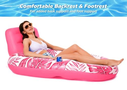 Jasonwell Inflatable Pool Float Adult - Pool Floaties Lounger Floats Raft Floating Chair Water Floaties for Swimming Pool Lake Lounge Float with Cup Holders Beach Pool Party Toys for Adults - Thumbnail 2