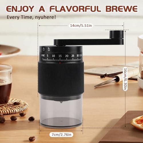 Manual Coffee Grinder - 95 Ceramic Burr, Adjustable Coarse to Fine, 30g Beans & 80ml Powder, Detachable Handle for Espresso, French Press, Camping (Black) - Thumbnail 3