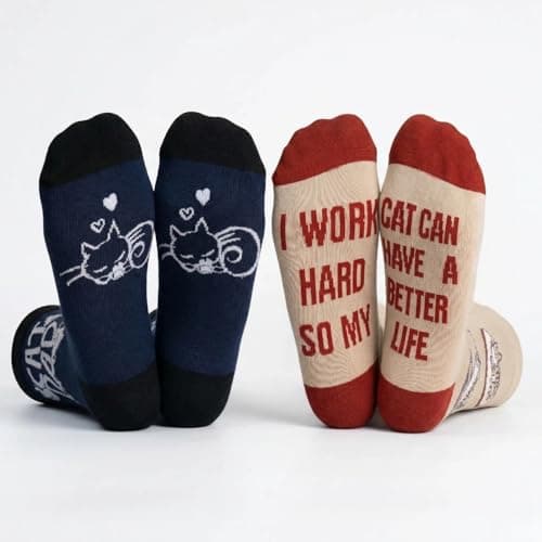 ZAOMENG Funny Socks for Men Cat Dad Socks Novelty Fun Cat Socks Birthday Crazy Gifts for Cat Lovers,Boyfriend Crew Cotton Sock for Adult - Image 1