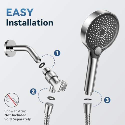 Filtered Shower Head with Handheld, High Pressure Shower Head with Filters, 3 Modes Water Softener Shower Head with Detachable Filters, Reduce Dryness on Skin and Hair, Premium Chrome - Thumbnail 6