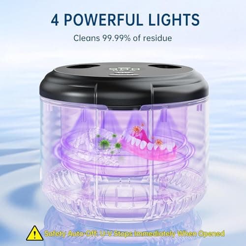 45kHz Ultrasonic Retainer Cleaner Machine, Dental Cleaning Pod with Digital Timer for Denture, Mouth Guard, Invisalign, Aligner, Night Guard, Braces, Toothbrush, Jewelry, 200ML Tank (Black) - Thumbnail 5