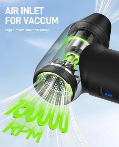 YOFIGO Compressed Air Duster - 150000RPM Electric Air Duster, 3-Speed Adjustable PC Cleaner, 4400mAh Rechargeable Cordless Air Blower, Alternative to Canned Air for Keyboard, Electronics, Camera - Thumbnail 5