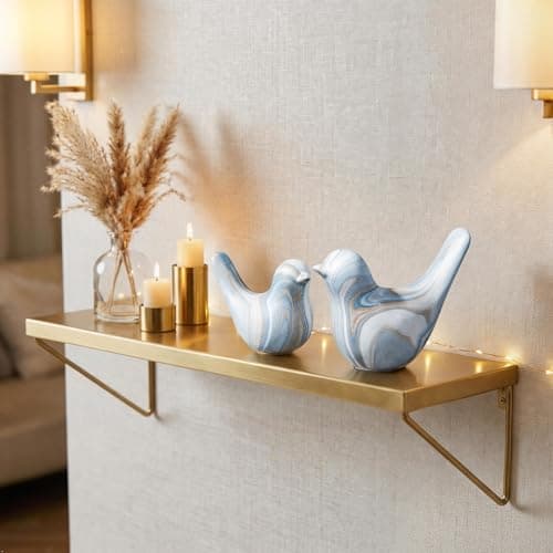 TZIZO 2 Pcs Hand-Painted Blue White Marble Ceramic Bird Statues, Modern Shelf Decor Accents, Unique Gift for Living Room Office Bookshelf Coffee Table (L: 12 & 8.8 cm, H: 8.8 & 6.5 cm) - Thumbnail 5