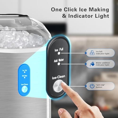 Antarctic Star Nugget Ice Maker Countertop with Handle, Stainless Steel, 35Lbs/24Hrs,7 Mins Ice Making, Pellet Ice Maker with Ice Basket/Ice Scoop for Home/Bar/Party/Office - Thumbnail 4