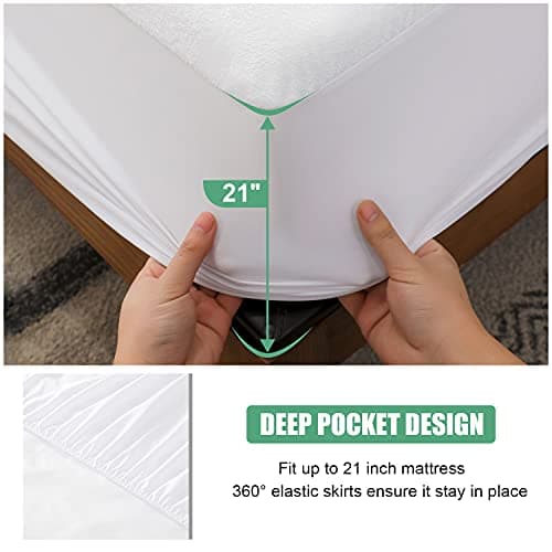 California King Size Quilted Fitted Waterproof Mattress Pad, Premium Hollow Material Filling Mattress Protector, Breathable, Quiet, Cooling, Machine-Washable Mattress Cover with 21” Deep Pocket - Thumbnail 6