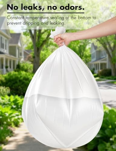 Trash bags 13 Gallon Biodegradable: Aievrgad Garbage bags for tall kitchen trash can liner, 50 count,Unscented, Heavy Duty, Thickened 1.26 Mil, for food/kitchen waste or Graden,white 50L - Thumbnail 4