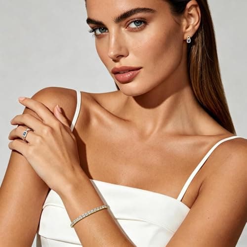 Gemsme 4mm Tennis Bracelets for Women - 4mm Round Cut Cubic Zirconia with 18K Gold Plated, Classic Diamond Tennis Bracelet for Women/Men,Size 8.5 inch - Thumbnail 5