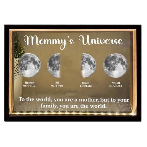 CraffBase Mommy's Universe Light Frame Custom Moms Sky Led Light Box LED Picture Frame Mothers Day Moon Phase Gifts for Mom Grandma Christmas - Image 1