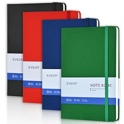 SUQJOY Lined Journal Notebooks, 4 Pack 160 Pages, 5.5x 8.2-Inch Journals for Women Men, Hardcover Notebook with 100 gsm Thick Paper, A5 Size College Ruled Notebook for Writing/Travel/Work (Assorted Color-4 Pack) - Image 1