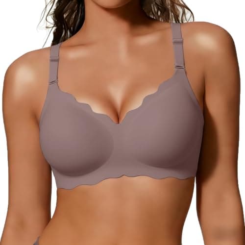COCOMARTS Jelly Minimizer Bras for Women No Underwire Scalloped Push Up Wireless Bralettes Seamless Comfort Everyday Tshirt Bra Grey Medium - Image 1