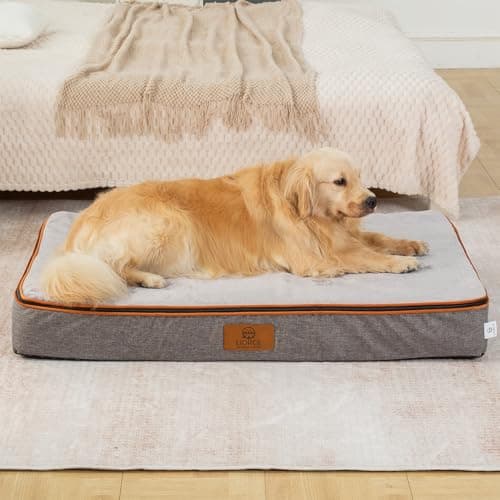 LIORCE Orthopedic Memory Foam XXL Dog Bed - 6" Thick Beds for Extra Large Sized Dog - Waterproof Removable Washable Cover & Wrap-Around Zipper - Ultimate Comfort & Easy Maintenance, Light Grey - Thumbnail 6