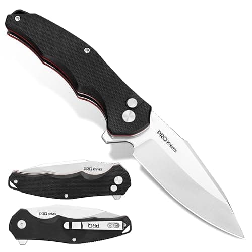 PRQ N730 Button Lock Pocket Knife, EDC Folding Knife with Micarta Handle - Image 1