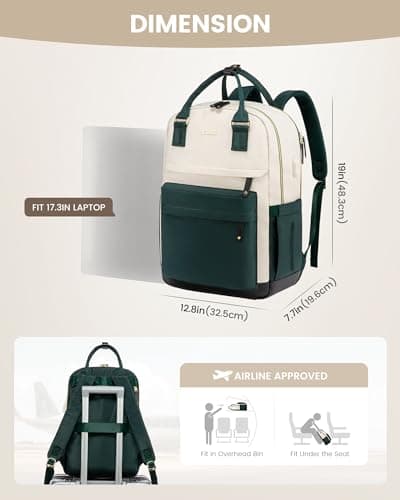 LOVEVOOK Travel Laptop Backpack Women, 17.3 Inch Anti-theft Laptop Bag with USB Port, Fashion Waterproof Computer Backpacks Teacher Nurse Backpack Purse for College School Work - Thumbnail 3