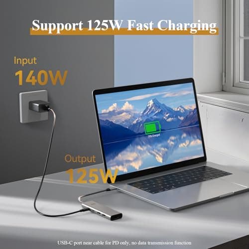 Minthouz USB C Hub,5-in-1 USB Hubs with 4K @60hz Display with 125W PD/10Gpbs USB-A Data Ports/USB C Dongle,USBC Splitter Multiport Adapter for MacBook Pro/Air,Iaptop USB hub - Thumbnail 5