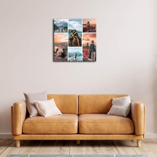 ZHIYYHAO Collage 6 Photo Canvas Prints Custom Multi Personalized Picture Collage with Your Photos for Family Wedding Friends Anniversary (CF-3,24.00L''X24.00W) - Thumbnail 2