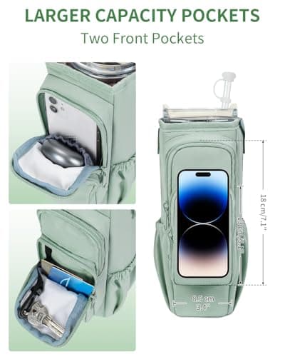 sportsnew Water Bottle Carrier Bag with Phone Pocket for 30oz 40oz Tumbler with Handle Accessories Insulated Water Bottle Holder Pouch with Strap Crossbody with Straw Cover - Thumbnail 3
