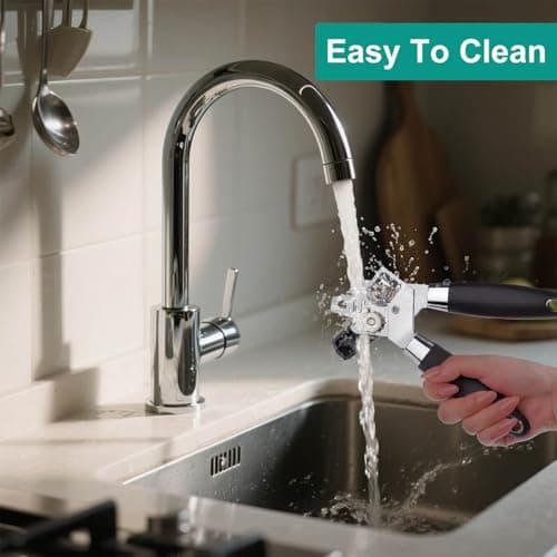 Yarmchahk Multifunctional Stainless Steel Manual Can Opener and Bottle Opener, Heavy Duty Hand Held Can Opener with Easy Turn Knob, Sharp Blade Smooth Edge, Good Grips Kitchen Tool for Seniors, Black - Thumbnail 5