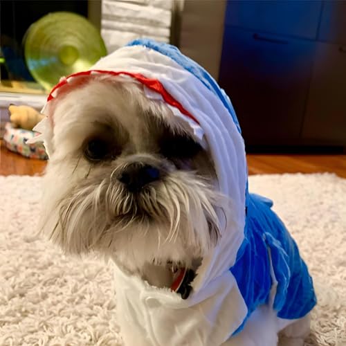 NACOCO Dog Shark Costume Cute Pet Clothes Halloween Holiday Coat Hoodie for Cats and Dogs (Blue, S) - Thumbnail 3