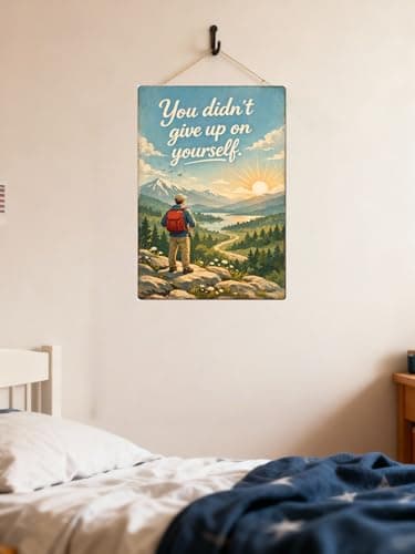 Vintage Tin Sign - You Didn’t Give Up on Yourself – Inspirational Metal Art Poster for Home, Office, Gym, Workshop – Motivational Quote for Strength & Resilience – 8x12 Inch - Thumbnail 4