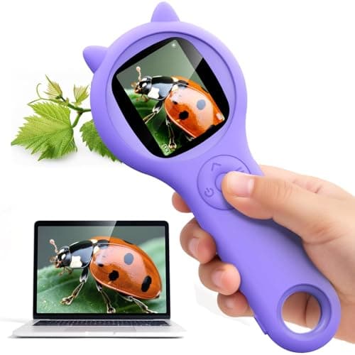 Microscope for Kids - Electronic Handheld Magnifying Glass for Children-STEM Outdoor Science Kit for Summer Travel & Camping Toy,Birthday Gifts Toys for 5-8 9-12 Year Old Girls（Purple） - Image 1
