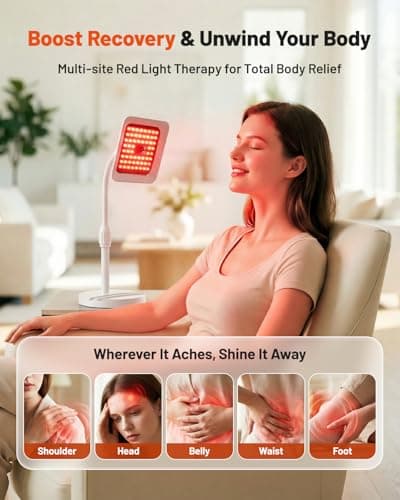 Red Light Therapy for Face and Body, 3 Wavelength 660nm 730nm 850nm Infrared Light Therapy Desk Lamp with 360°Adjustable Head & Phone Stand for Home Office Travel Portable Use, Ideal Gift for Women - Thumbnail 4