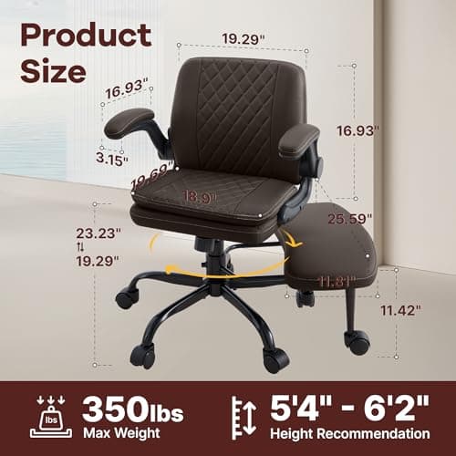 AreShark Cross Legged Office Chair,ADHD Criss Cross Desk Chair with Wheels & Stretchable Rotating Footrest,Height Adjustable Wide Yoga Kneeling Meditation Chair with Flip-up Armrests Back Support - Thumbnail 2