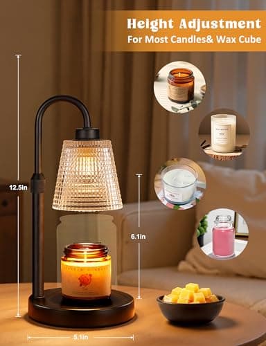 Innqoo Candle Warmer Lamp with Timer, Dimmable Candle Warmer for Jar Candles, Height Adjustable Wax Melts Warmer, Birthday Gifts for Women Mom, House Warming Gifts New Home Decor - Thumbnail 2