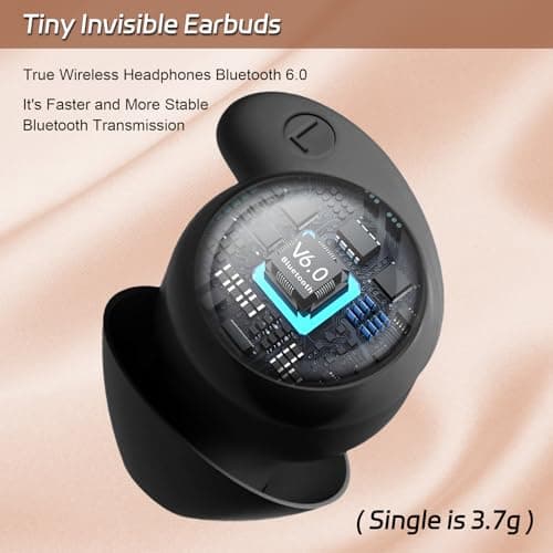 LOBKIN Sleep Earbuds,Wireless Bluetooth 6.0Noise Blocking Sleeping Headphones,Sleep Earphones for Side Sleepers in Ear Soft Mini Invisible Buds Comfort Fit for Sleeping Working - Thumbnail 6