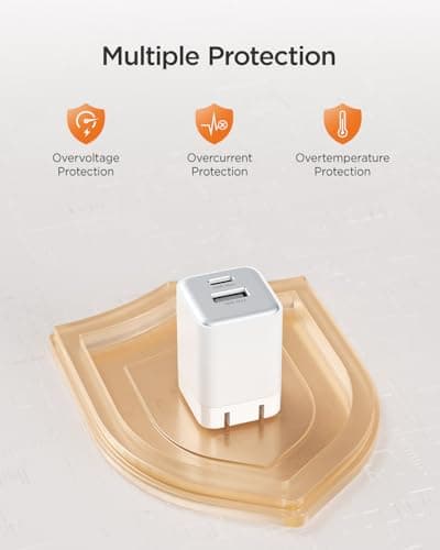 wegear 30W USB C Fast Charger, Dual Port USB C Wall Charger with Foldable Plug for iPhone 17/16/15, Samsung S24, iPad, 40% Smaller & Safer Nano Charger Block, (White, 2 Pack) - Thumbnail 5